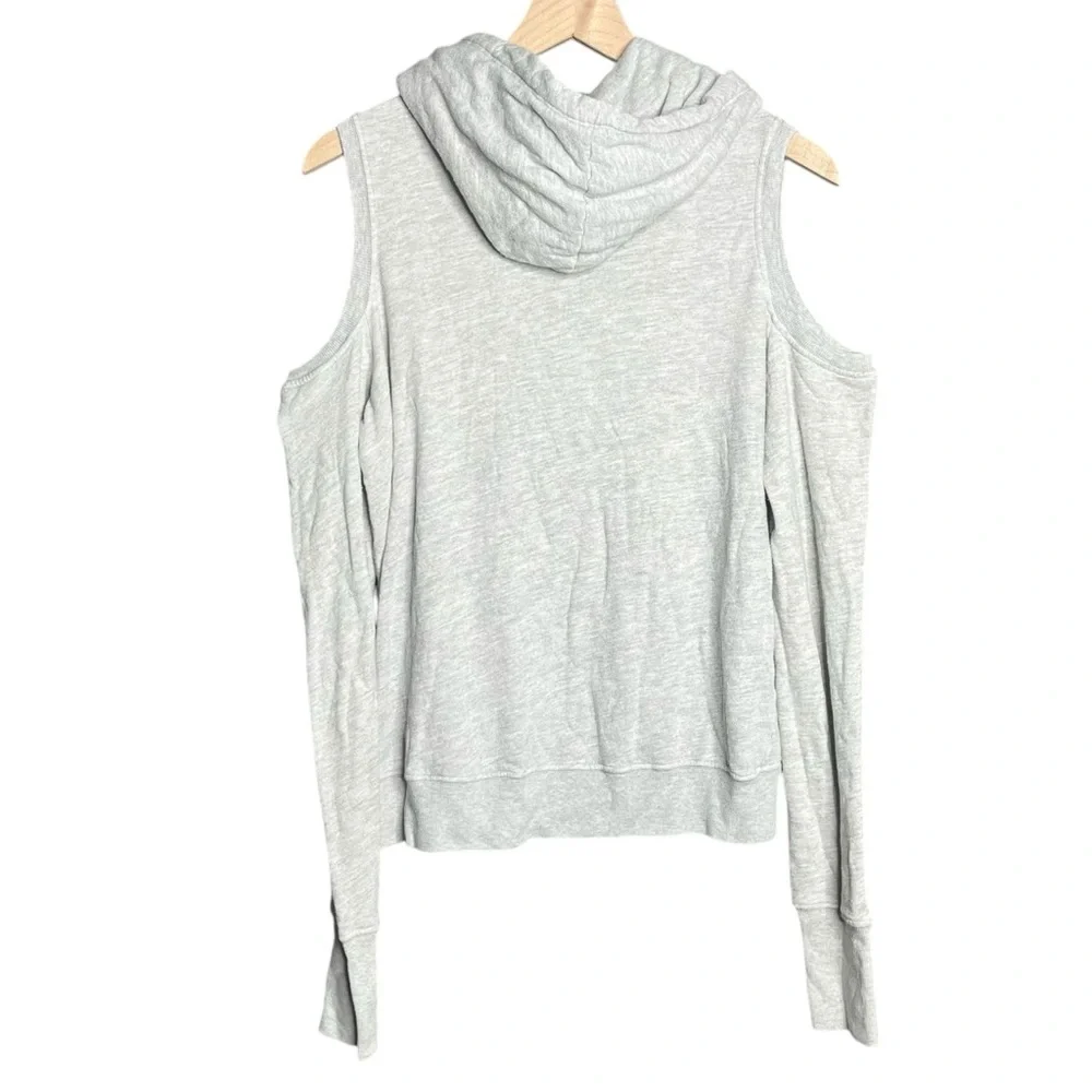 Pam & Gela Grey Cold Shoulder Hoodie Sweatshirt Size Small - Picture 3 of 5